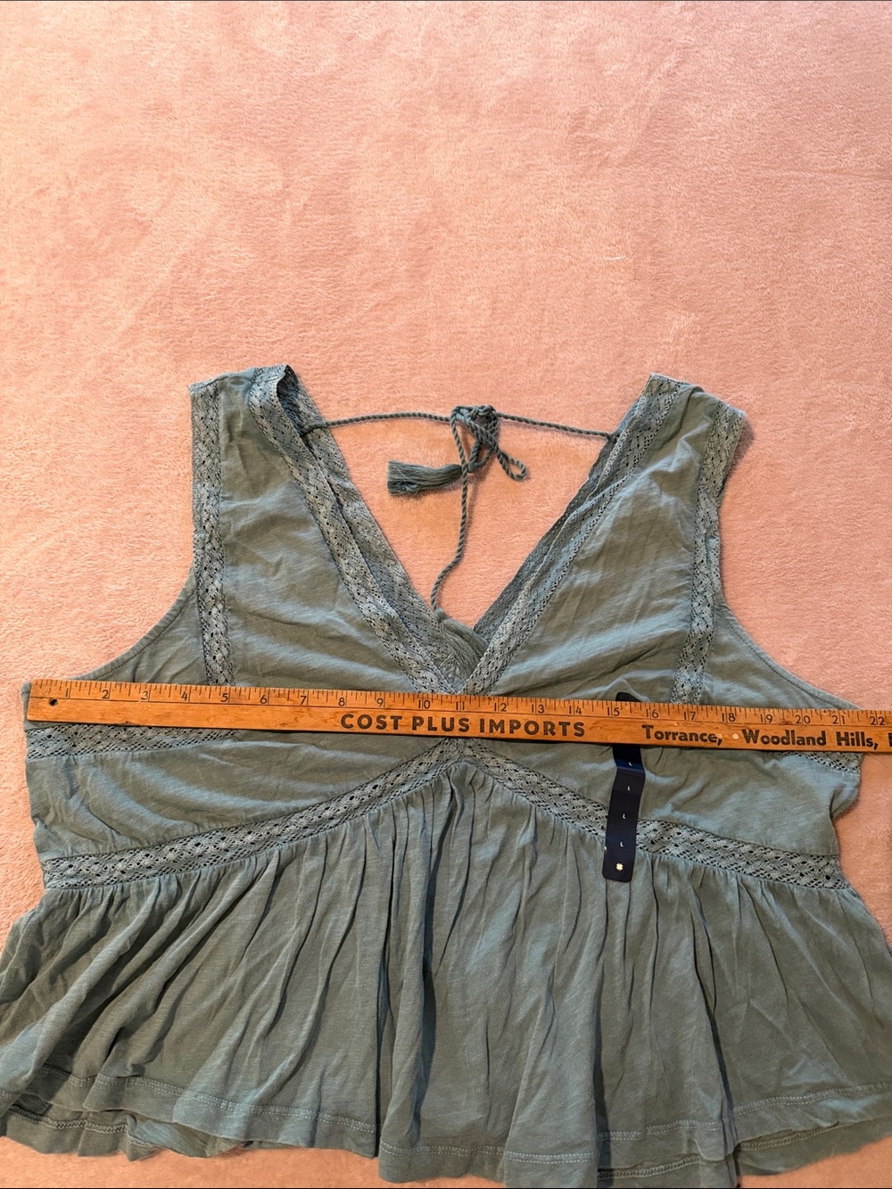Lucky Brand Sage Green Sleeveless Peasant Top